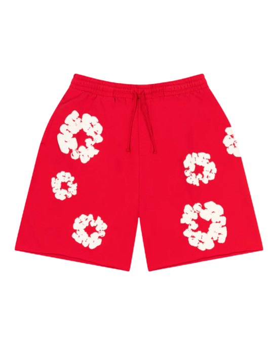 Denim Tears Cotton Wreath Shorts in Red