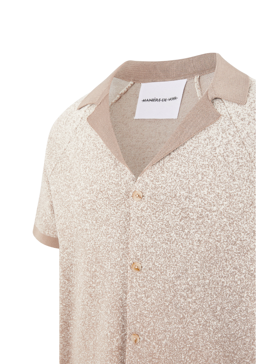 Manière De Voir Ombre Knit Revere Shirt-Beige/White