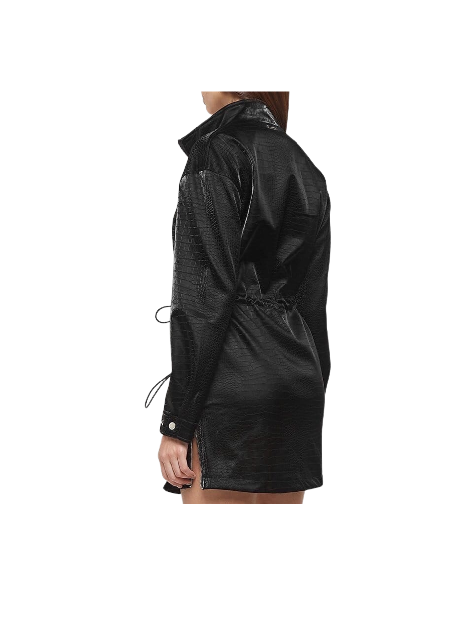Manière De Voir Croc Effect Cargo Jacket Dress Black