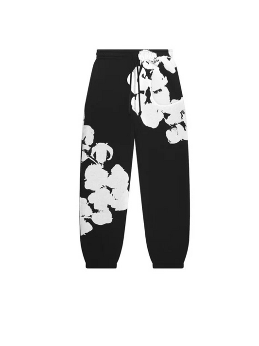 The Denim Tears Big Cotton Wreath SweatPants Black