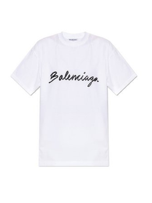 Balenciaga FW22 Logo Round Neck Casual White