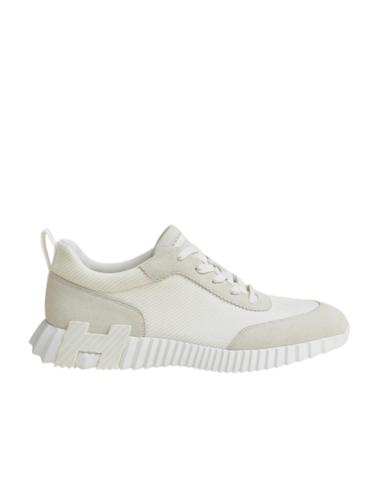 Hermes Bouncing Sneaker Mesh Technique Chevre Velours Blanc