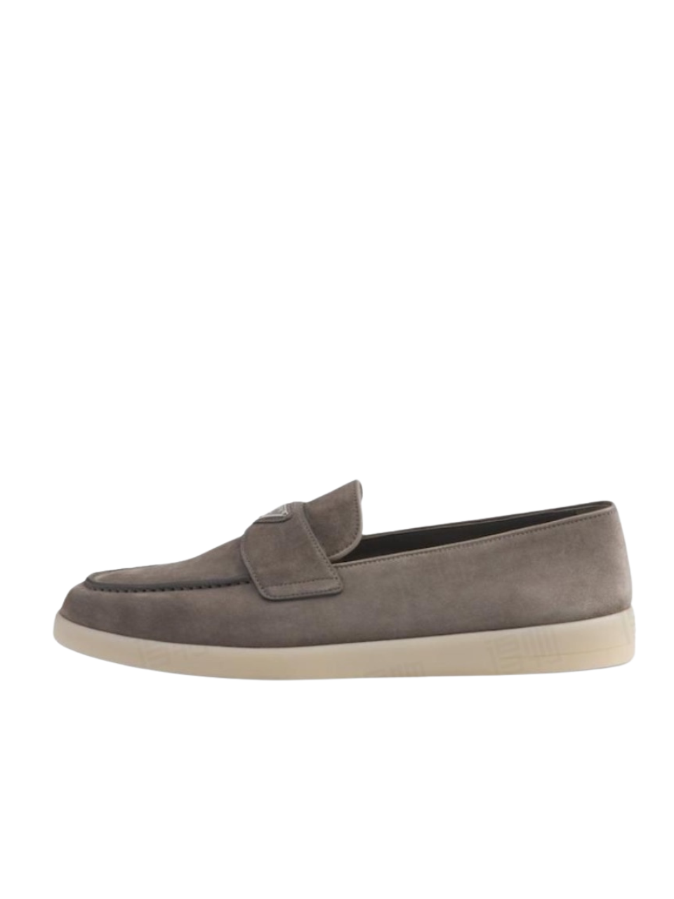 Prada Triangle Logo Suede Loafer Gravel Grey