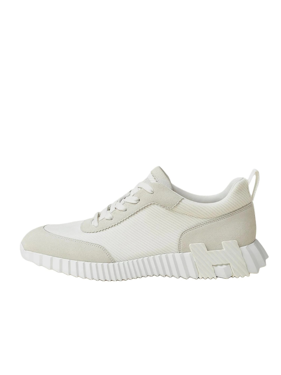 Hermes Bouncing Sneaker Mesh Technique Chevre Velours Blanc