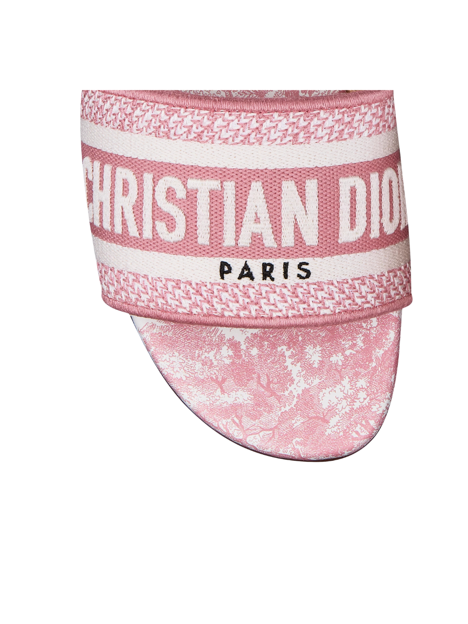 Dior Dioriviera Dway Slide Begonia Pink Embroidered Cotton Toile De Jouy Sauvage Motif
