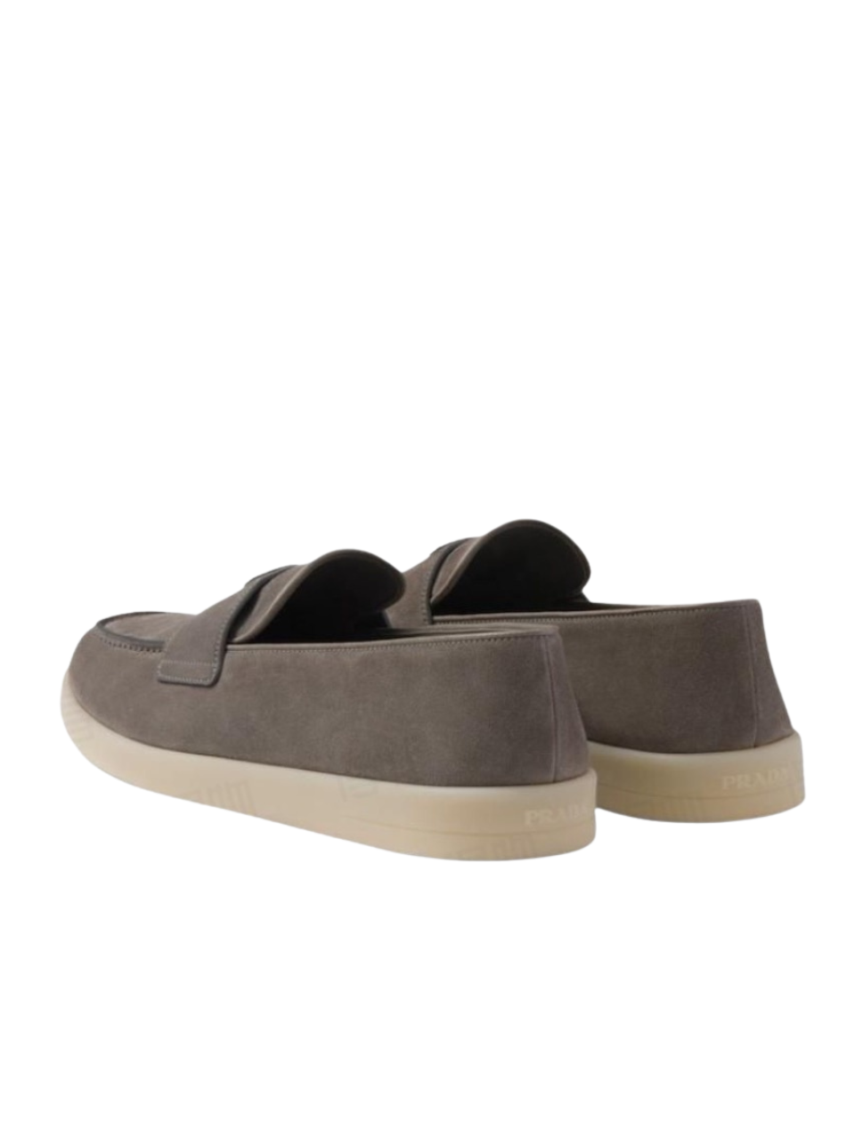 Prada Triangle Logo Suede Loafer Gravel Grey