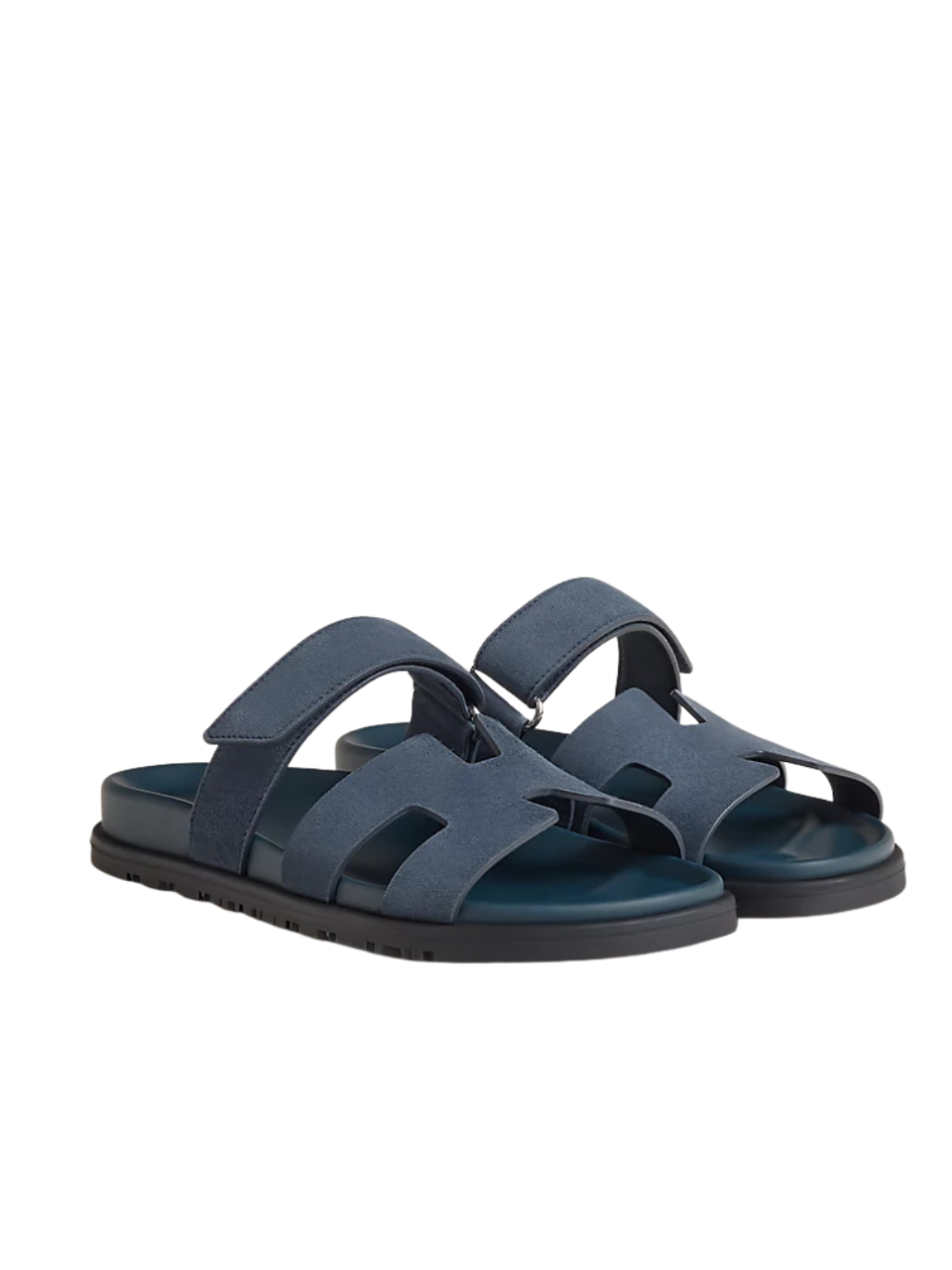 Hermès Bleu Celeste Suede Goatskin Chypre Sandals