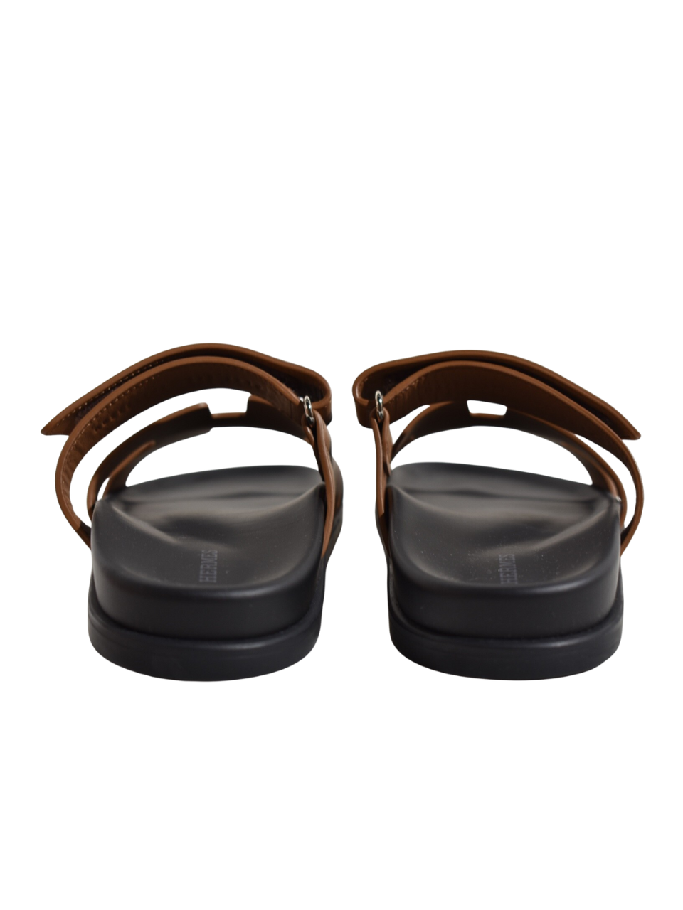 Hermès Chypre Sandal Natural Brown Leather with a Black Strap