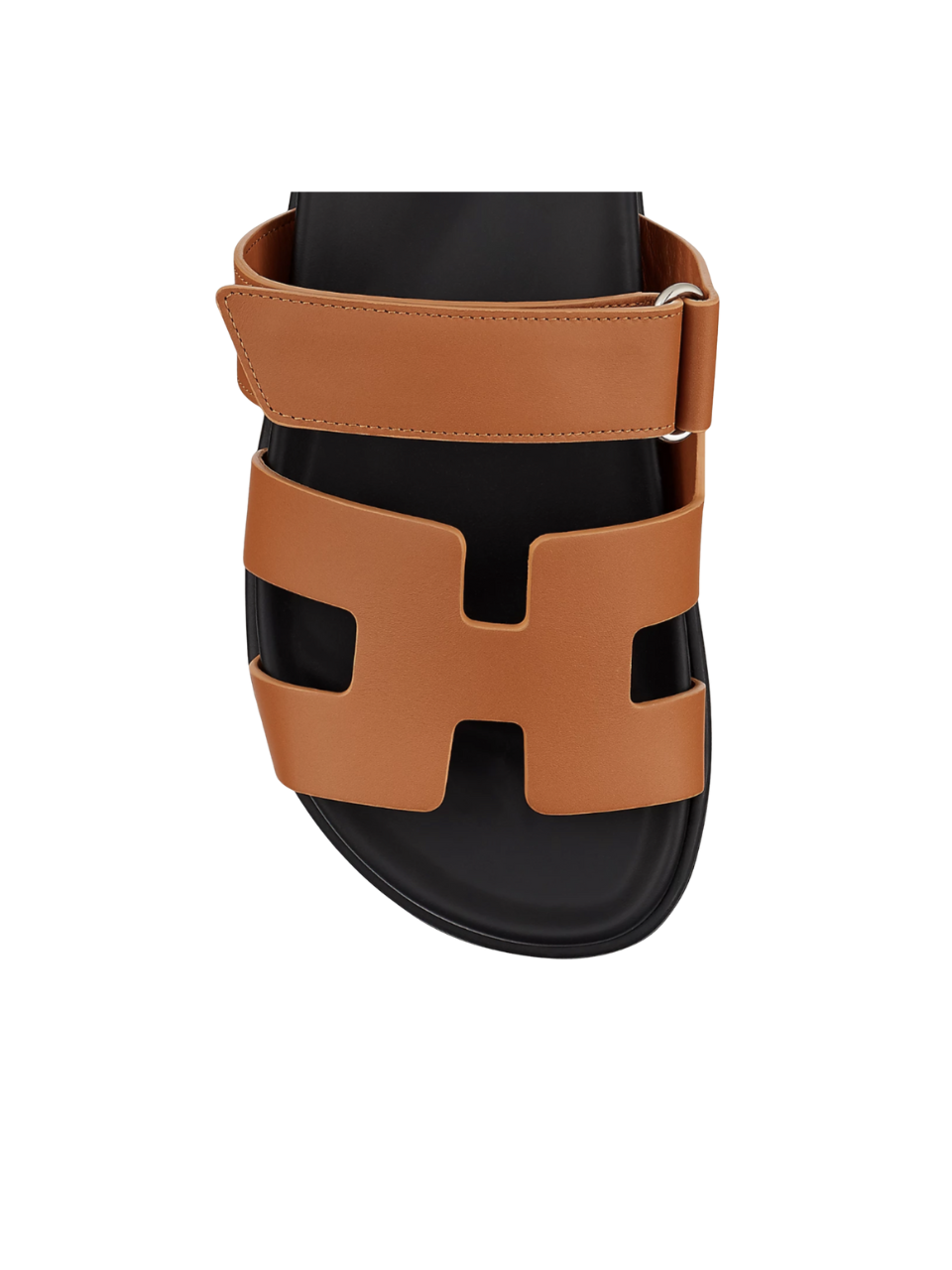 Hermès Chypre Sandal Natural Brown Leather with a Black Strap