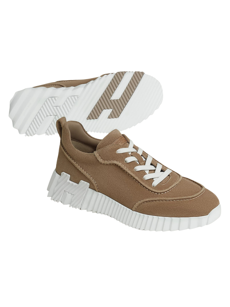 Hermès Bouncing Sneaker Next Suede Calfskin Thick-Soled Beige
