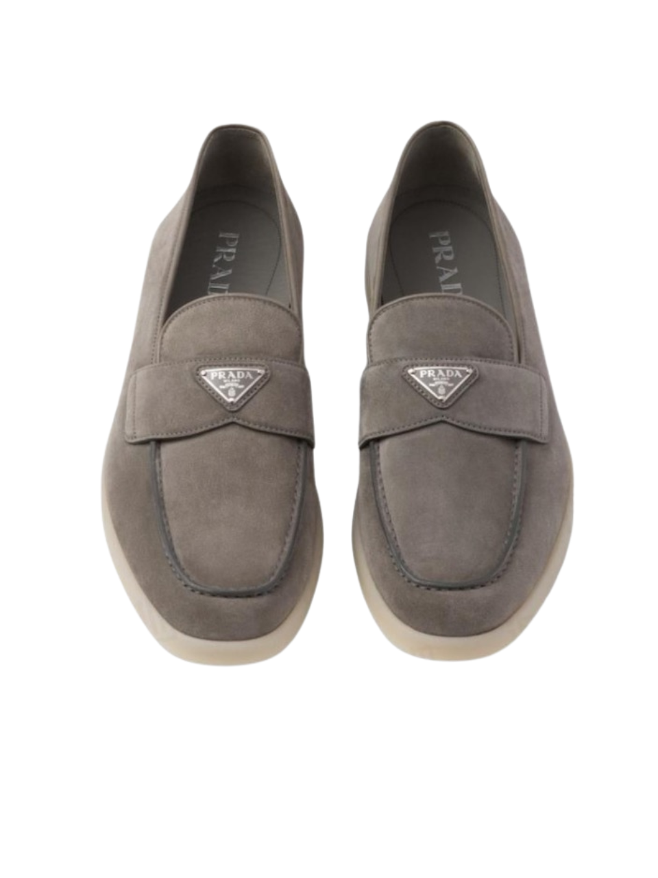 Prada Triangle Logo Suede Loafer Gravel Grey