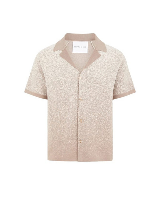 Manière De Voir Ombre Knit Revere Shirt-Beige/White